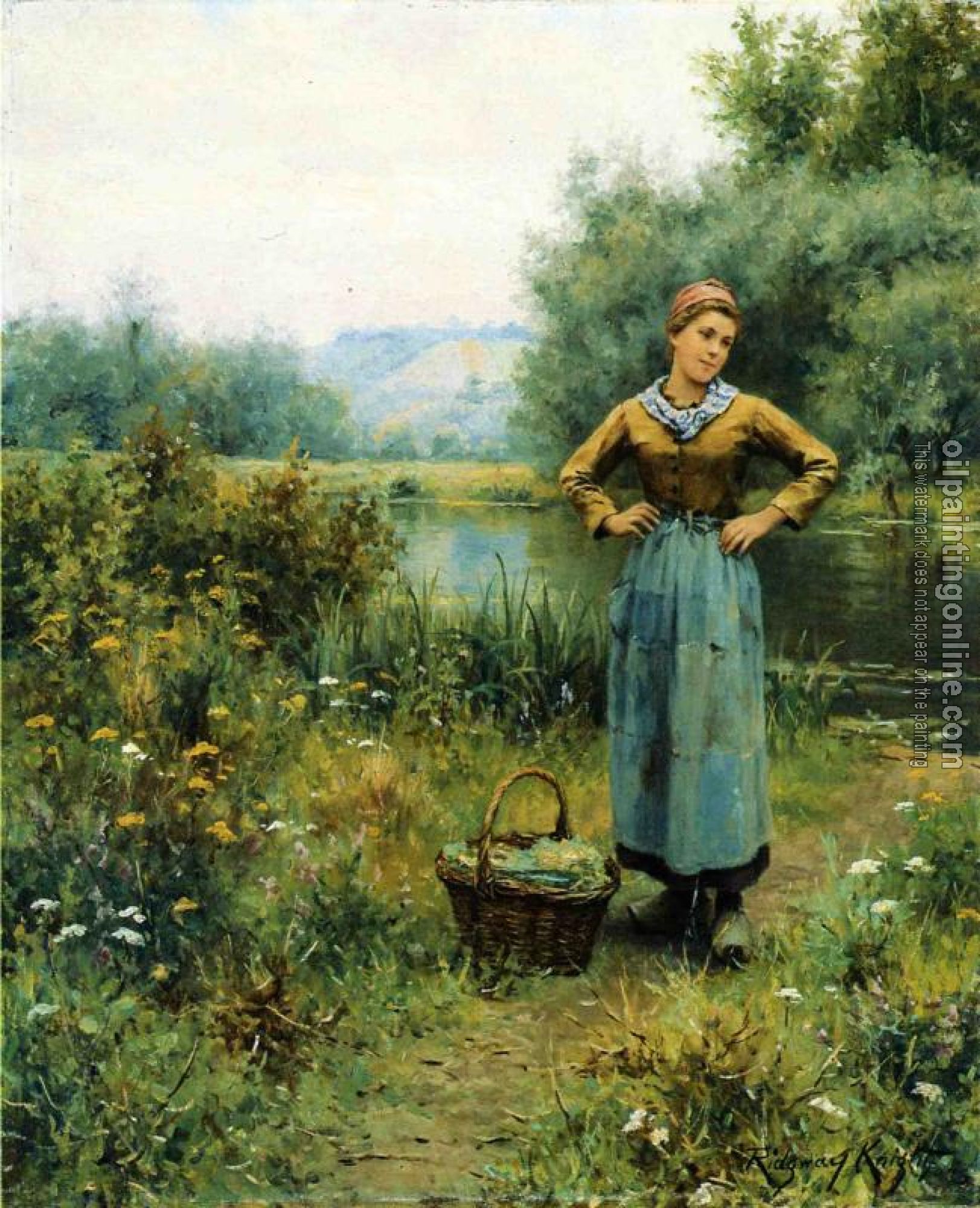 Daniel Ridgway Knight - Girl in a Landscape